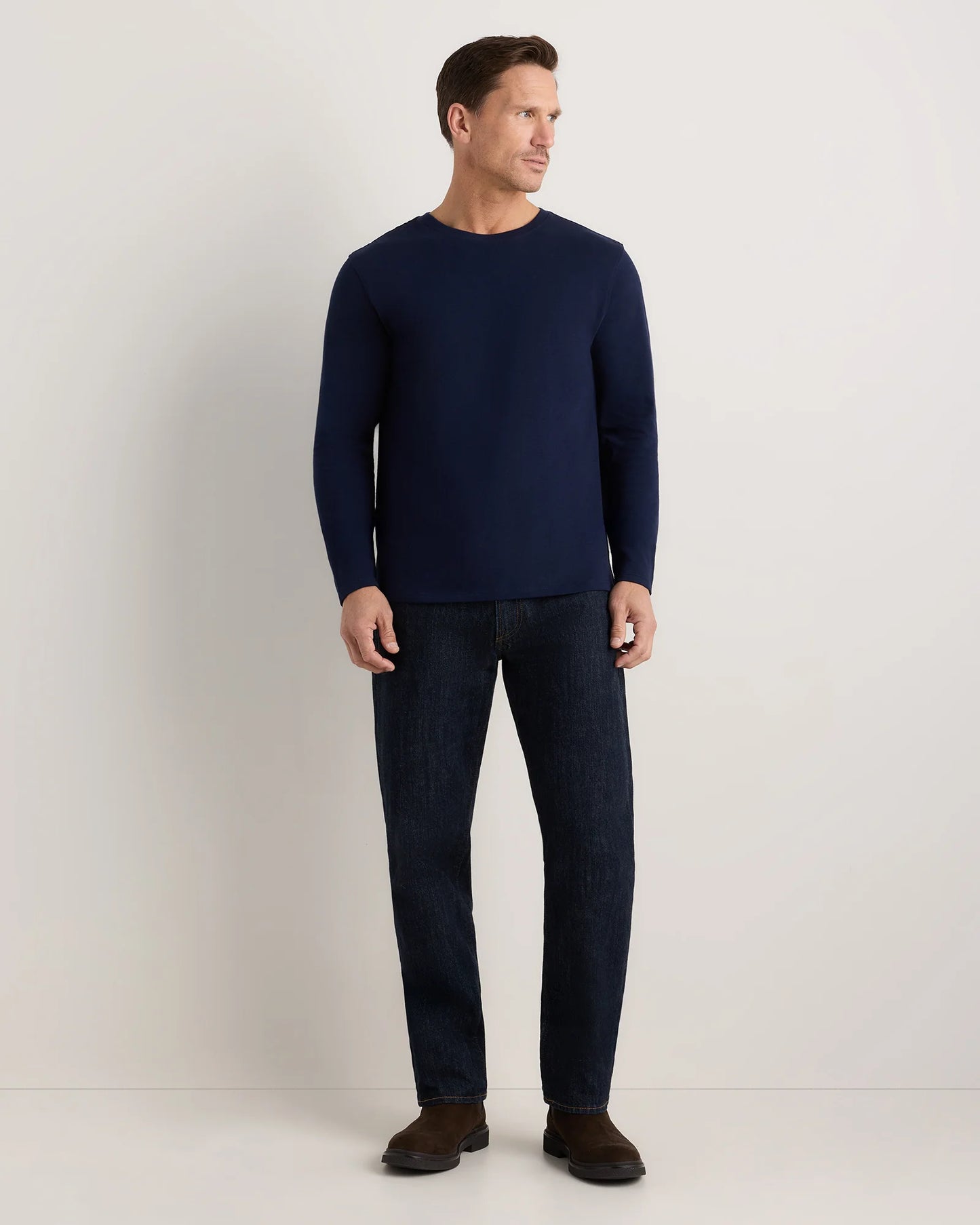 100% Organic Cotton Slub Long Sleeve Tee - S / Classic White