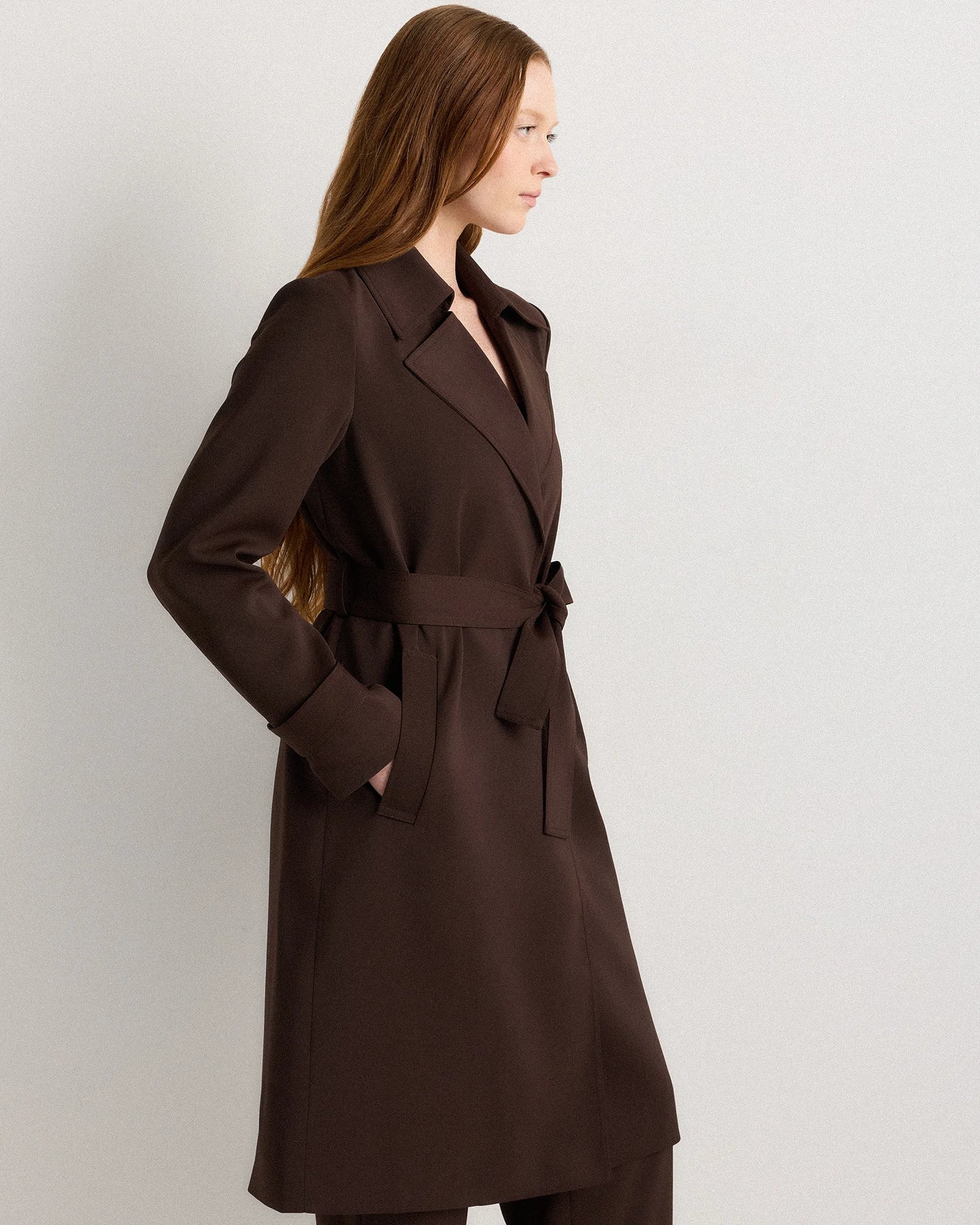 Stretch Crepe Trench Coat - XS / Olive