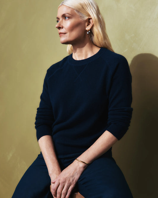 Mongolian Shrunken Cashmere Sweatshirt - XS / True Navy