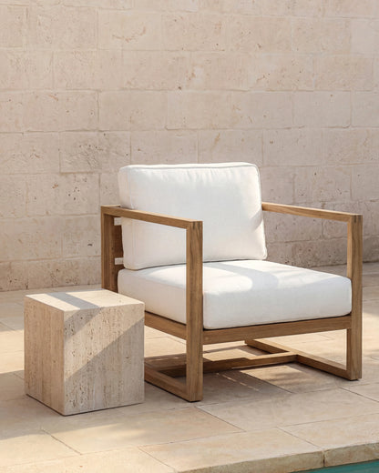 Linear Solid Teak Outdoor Lounge Chair - One Size / Natural Teak
