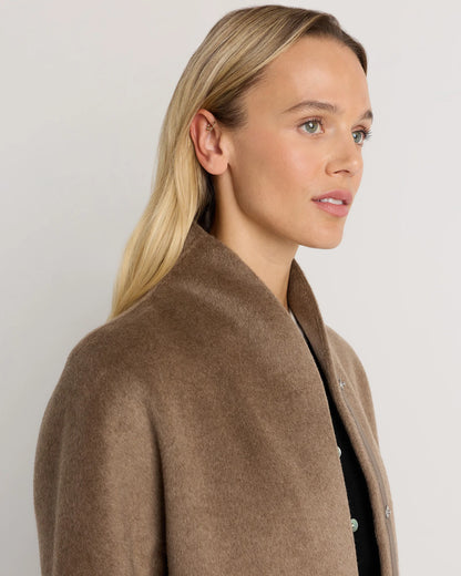 100% Mongolian Cashmere Double-Faced Cocoon Coat - XS / Black
