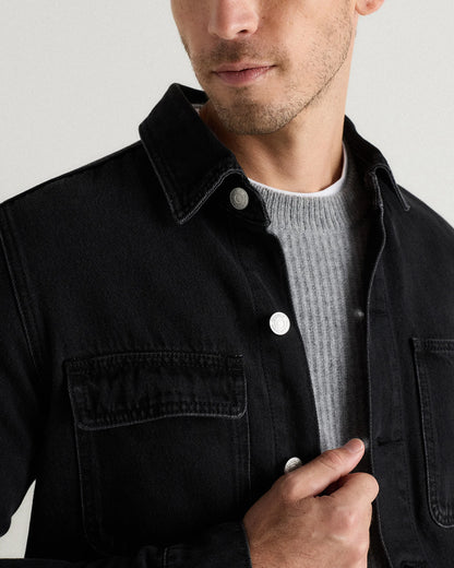 100% Organic Cotton Denim Chore Jacket - S / Dark Indigo
