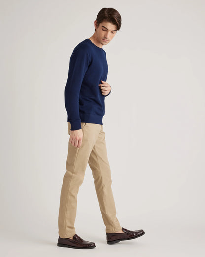 Organic Cotton-Silk Pique Crewneck Sweater - S / Speckled Beige