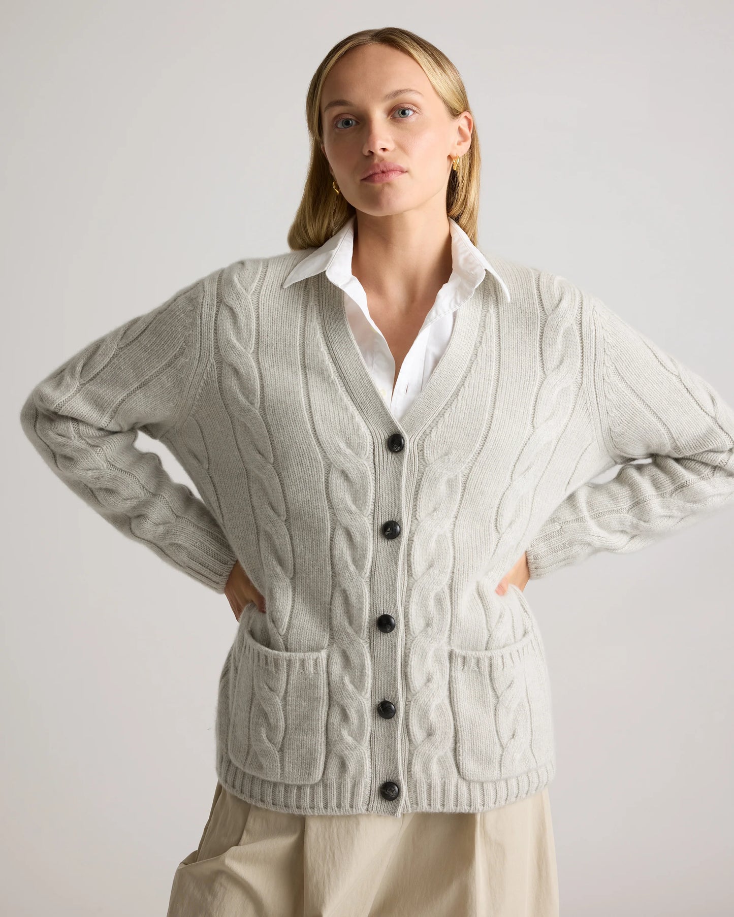 Luxe Baby Cashmere Cable Cardigan - XS / Pearled Ivory