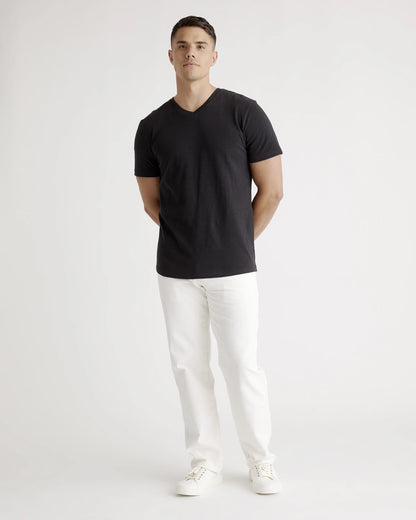 100% Organic Cotton Slub V-Neck Tee - S / Heather Grey