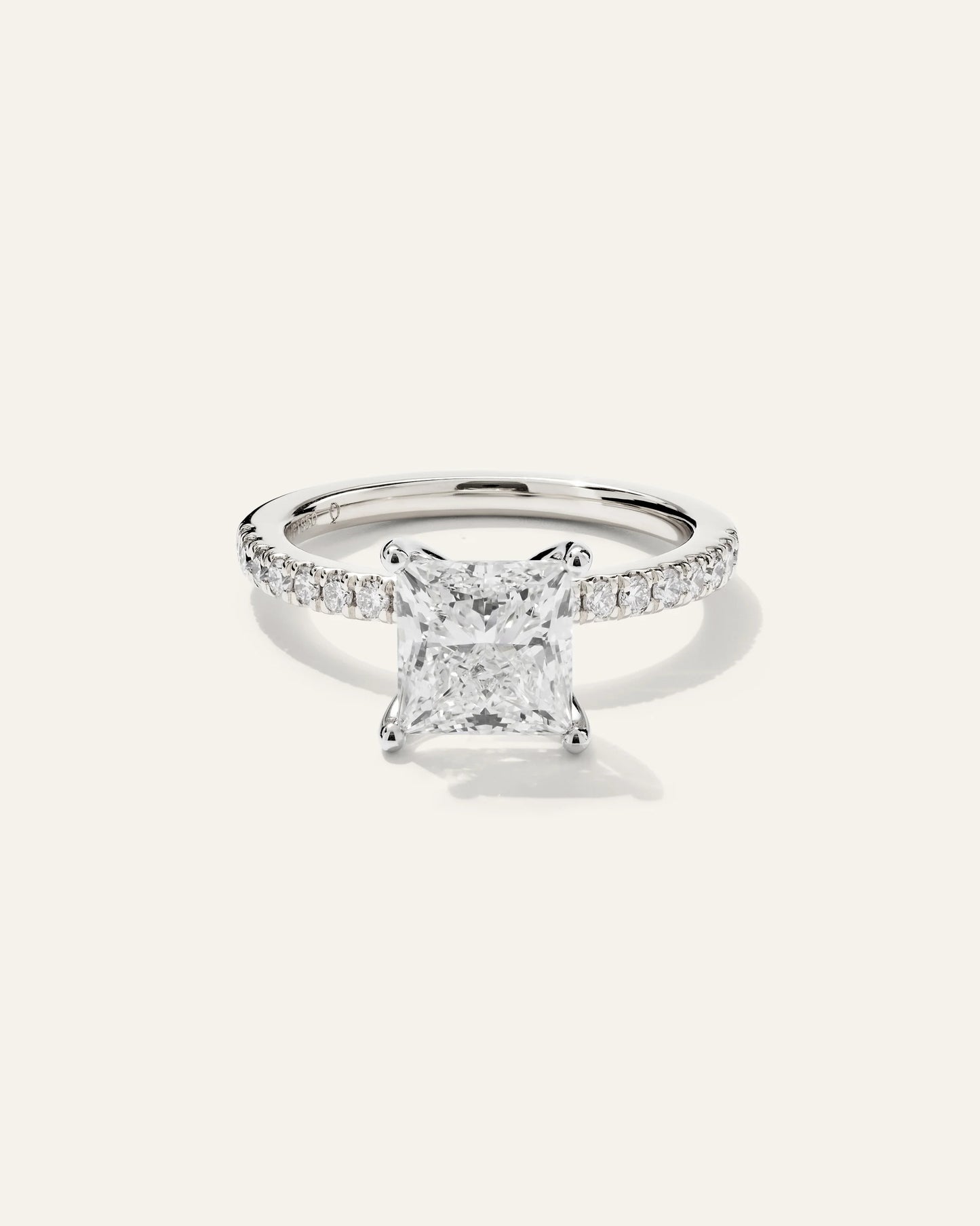Lab Grown Diamond Princess Petite Pave Engagement Ring - 2.5ct - 4 / Yellow Gold