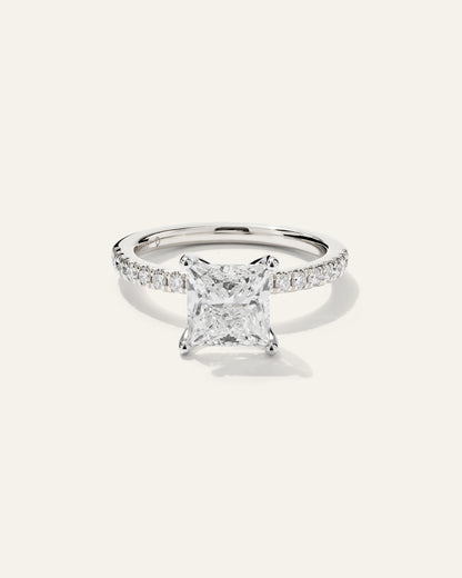 Lab Grown Diamond Princess Petite Pave Engagement Ring - 2.5ct - 4 / Yellow Gold