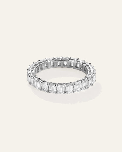 Lab Grown Diamond Emerald Eternity Band - 5 / Yellow Gold