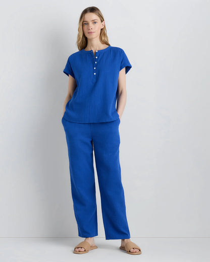 100% Organic Cotton Gauze Straight Leg Pants - XS / Spiced Orange