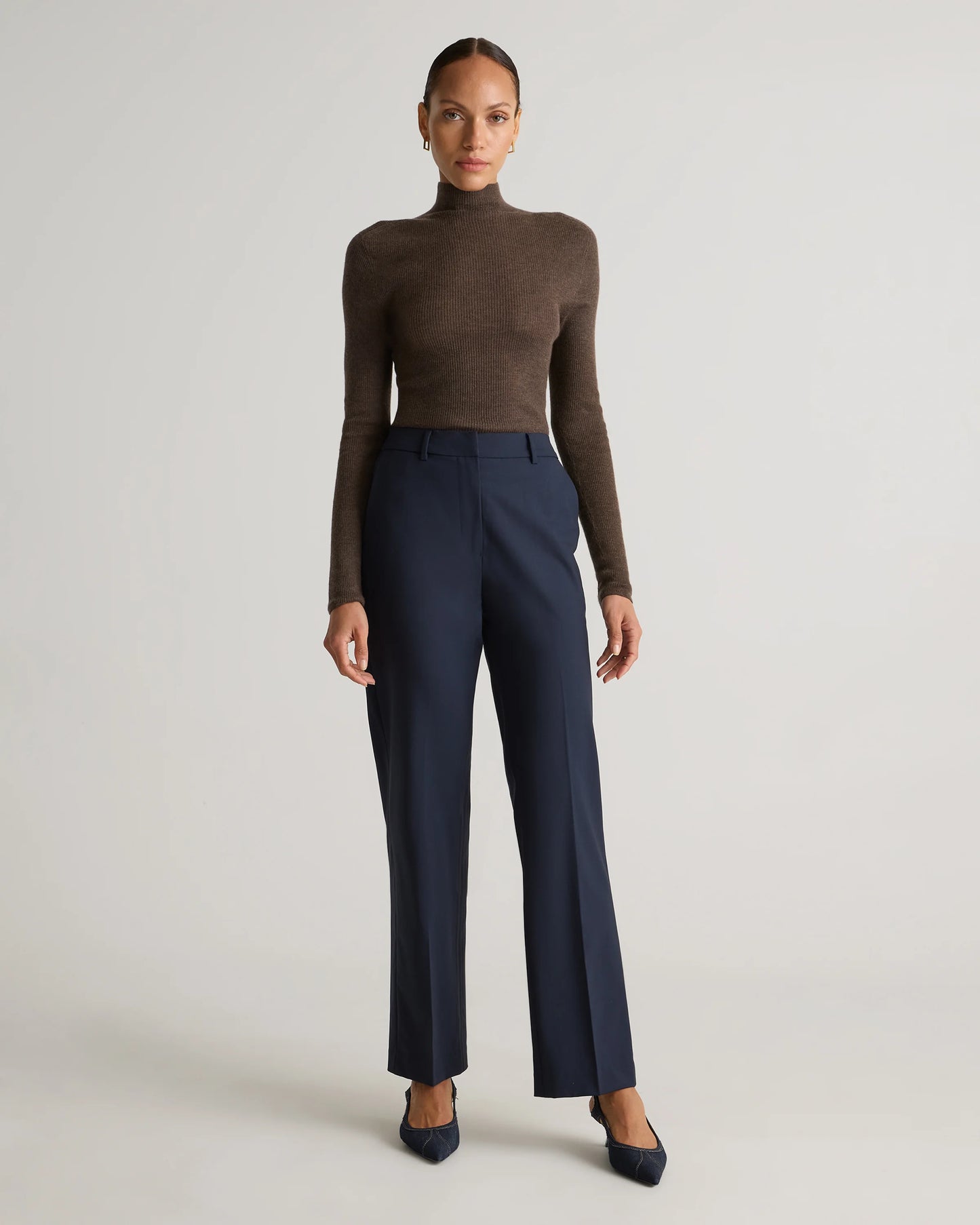 Italian Wool Straight Leg Pants - 0 / Black