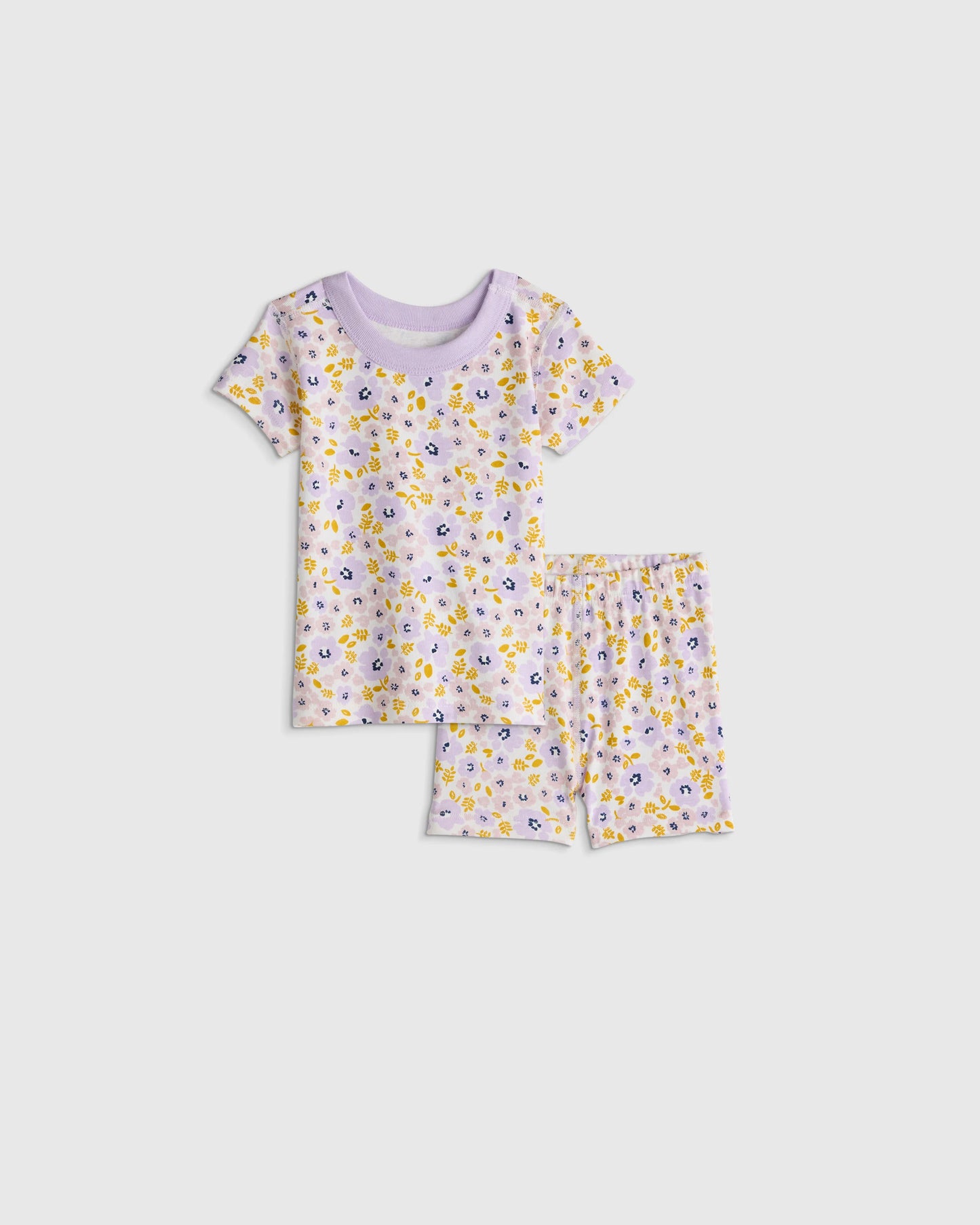 100% Organic Cotton Short Sleeve and Shorts Pajama Set - 12-18M / Navy Stripe