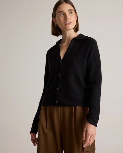 Mongolian Cashmere Collared Cardigan - XS / Heather Charcoal