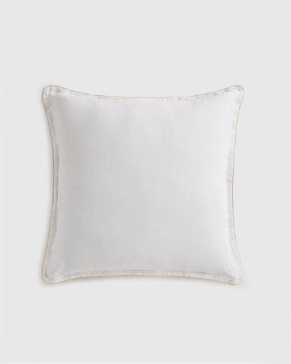 European Linen Piped Euro Sham - Euro / White/Cherry
