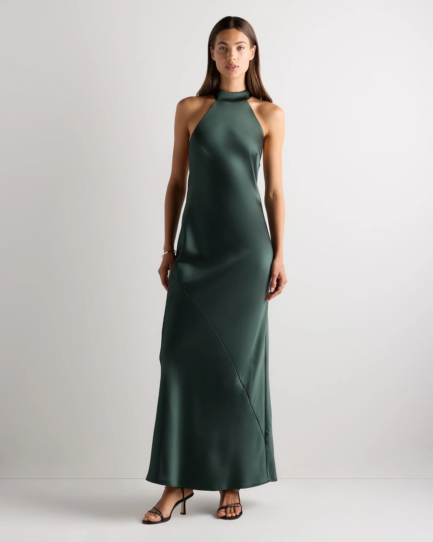 Catalina Stretch Satin Dress - 0 / Garden Sage Green