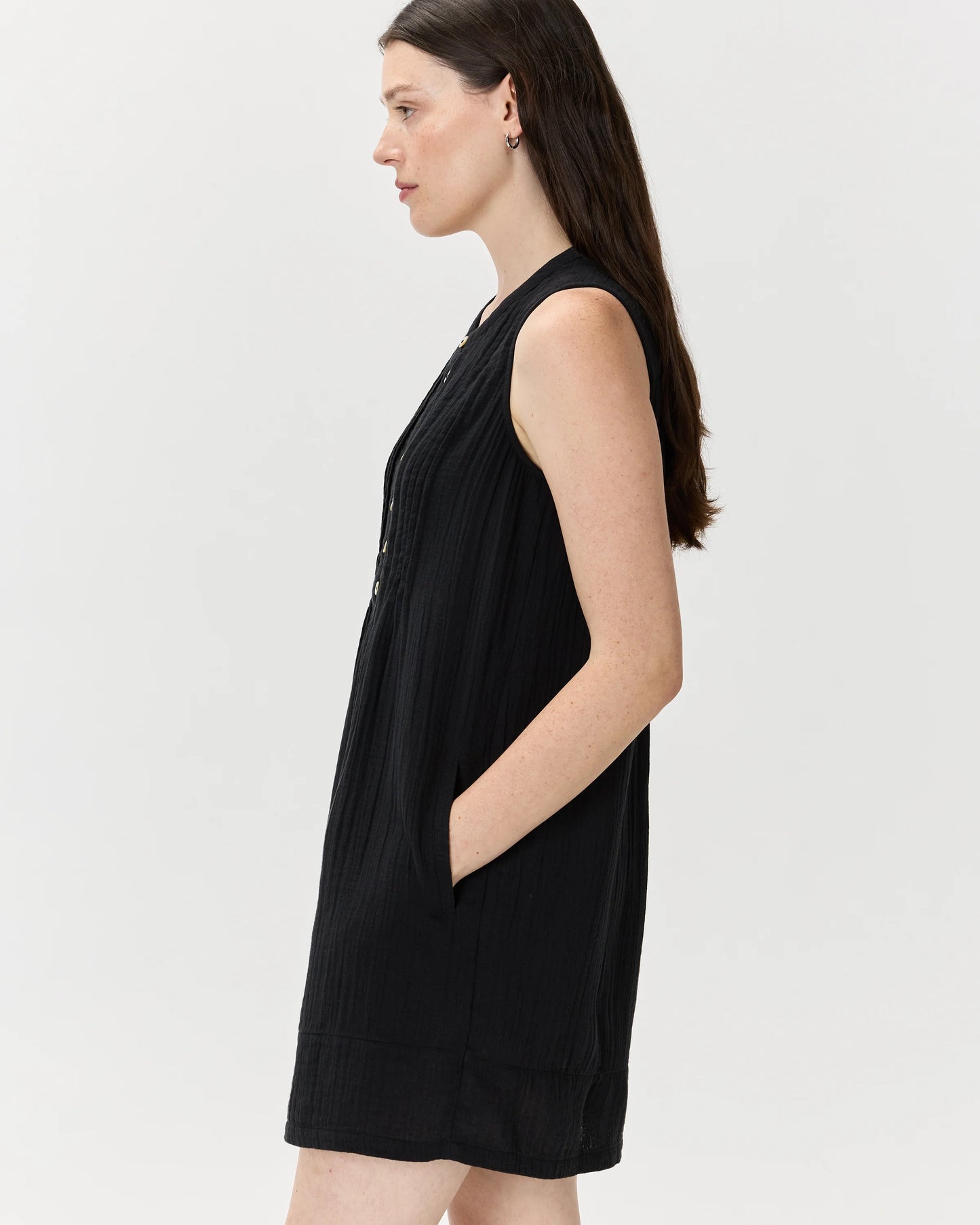 100% Organic Cotton Gauze Sleeveless Swing Dress - XS / Amaranth Pink