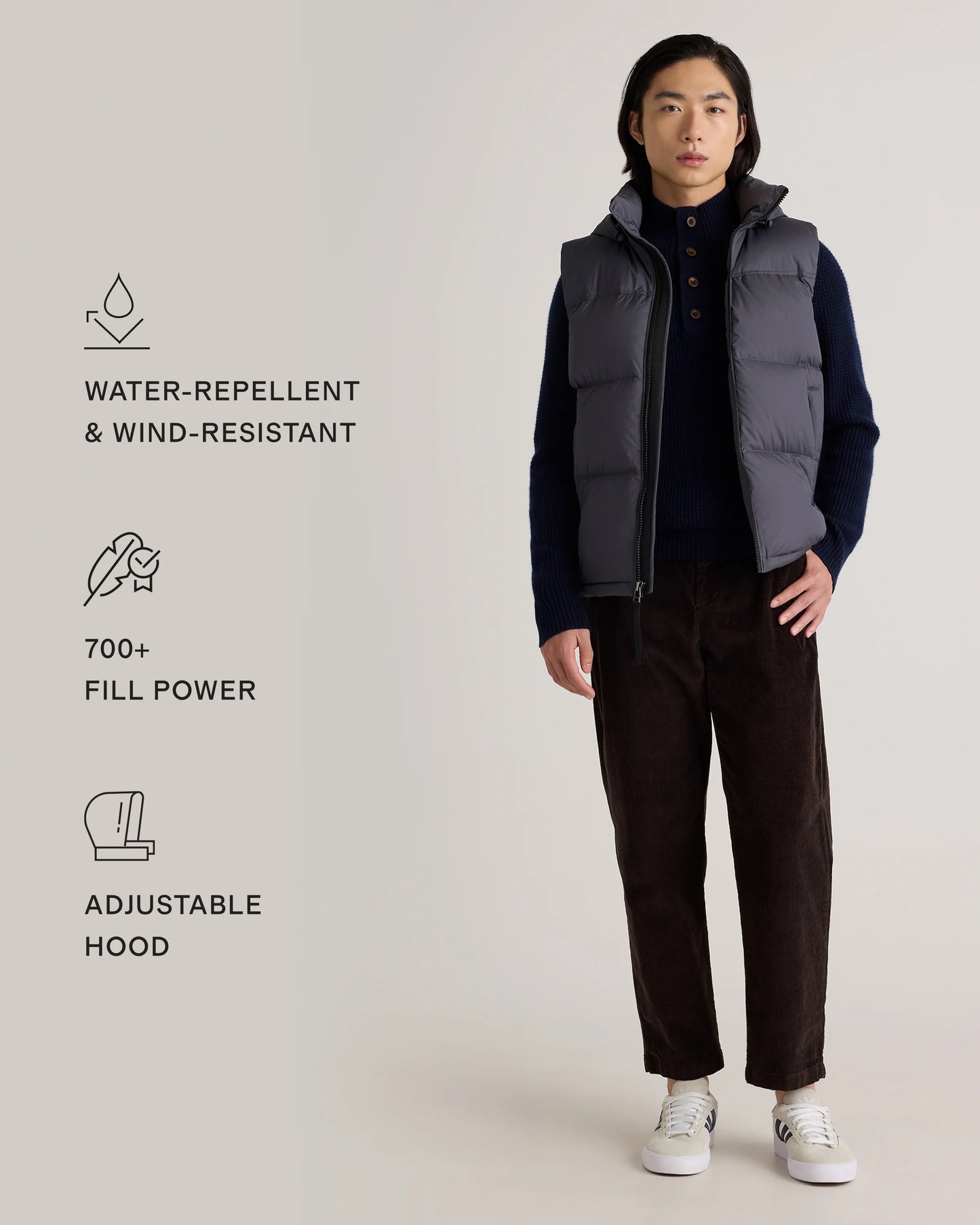 Responsible Down Puffer Vest - S / Carbon Grey