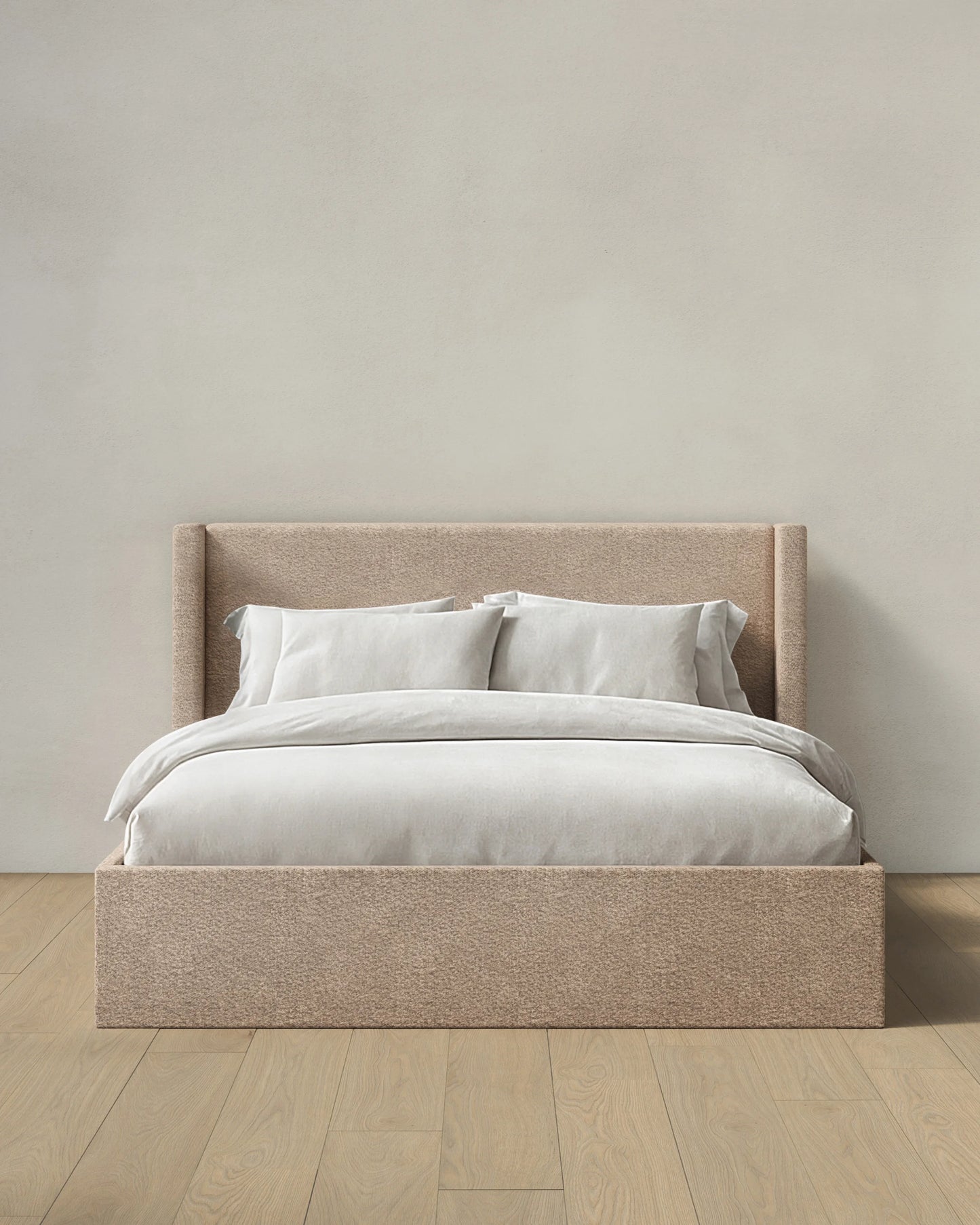 Plush Boucle Wingback Bed - Full / Ivory