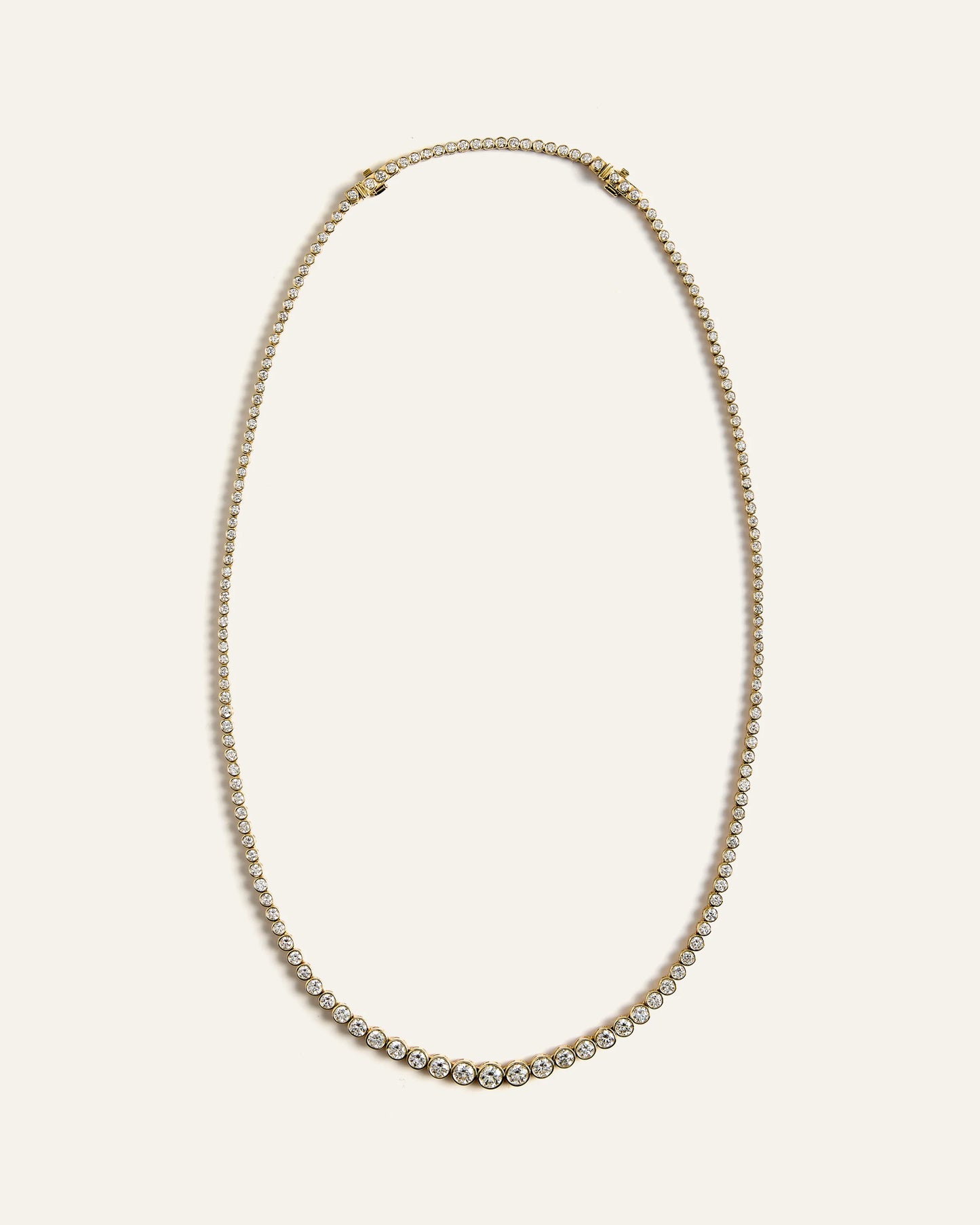 14K Gold Lab Grown Diamond Bezel Set Graduated Tennis Necklace - 7ctw - One Size / Yellow Gold