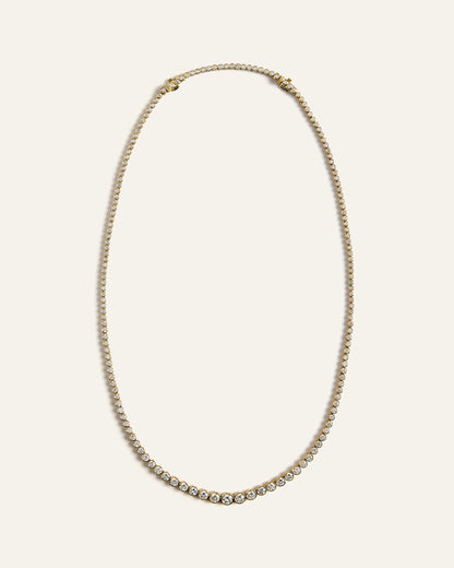 14K Gold Lab Grown Diamond Bezel Set Graduated Tennis Necklace - 7ctw - One Size / Yellow Gold