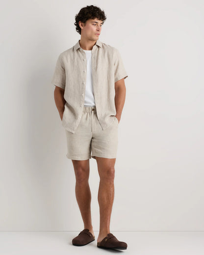 100% European Linen Shorts - 7" - S / Black