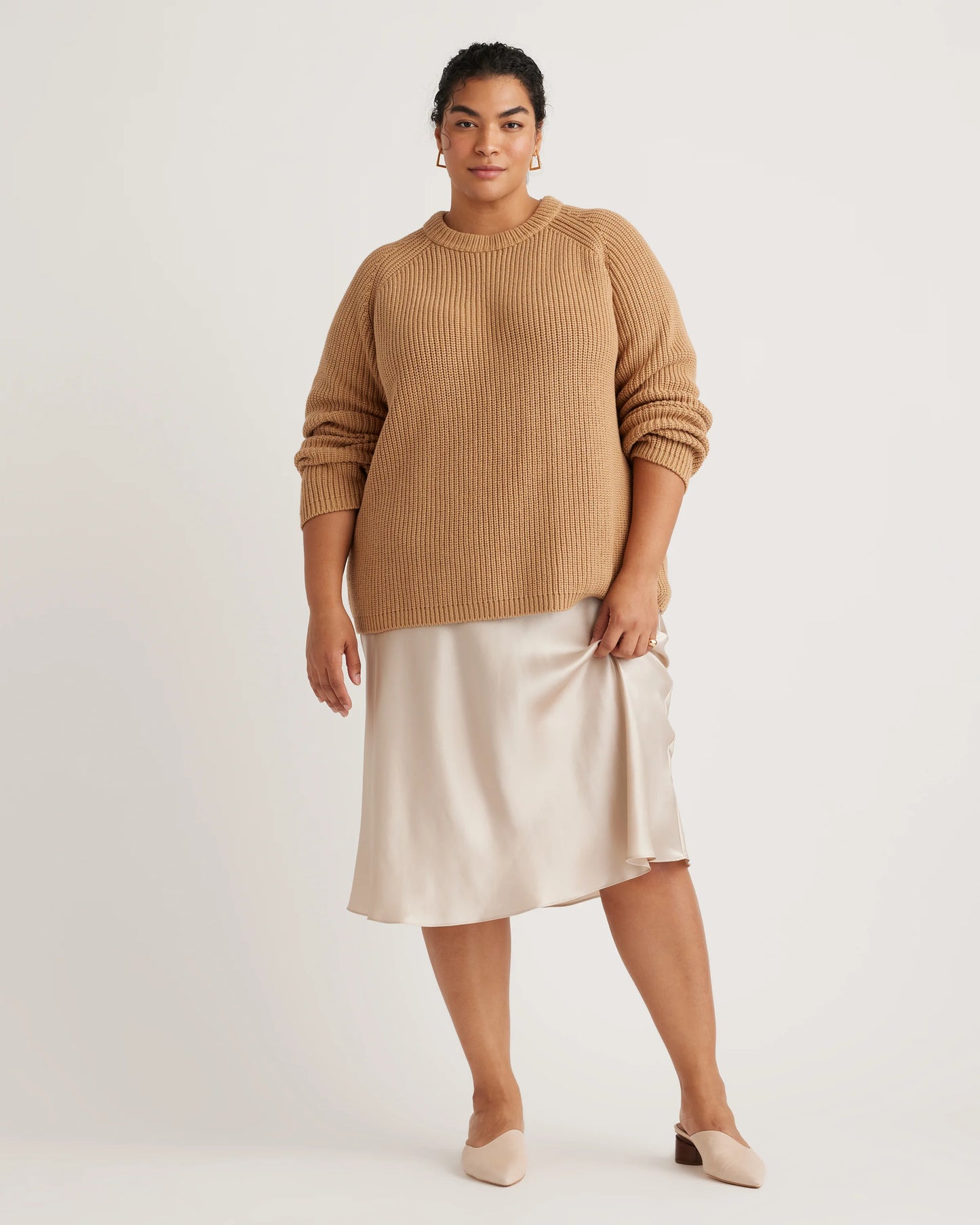 100% Organic Cotton Fisherman Crew Sweater - 1X / Blue Sapphire