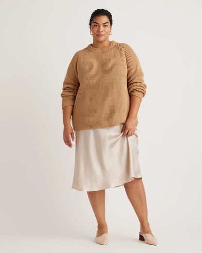 100% Organic Cotton Fisherman Crew Sweater - 1X / Blue Sapphire