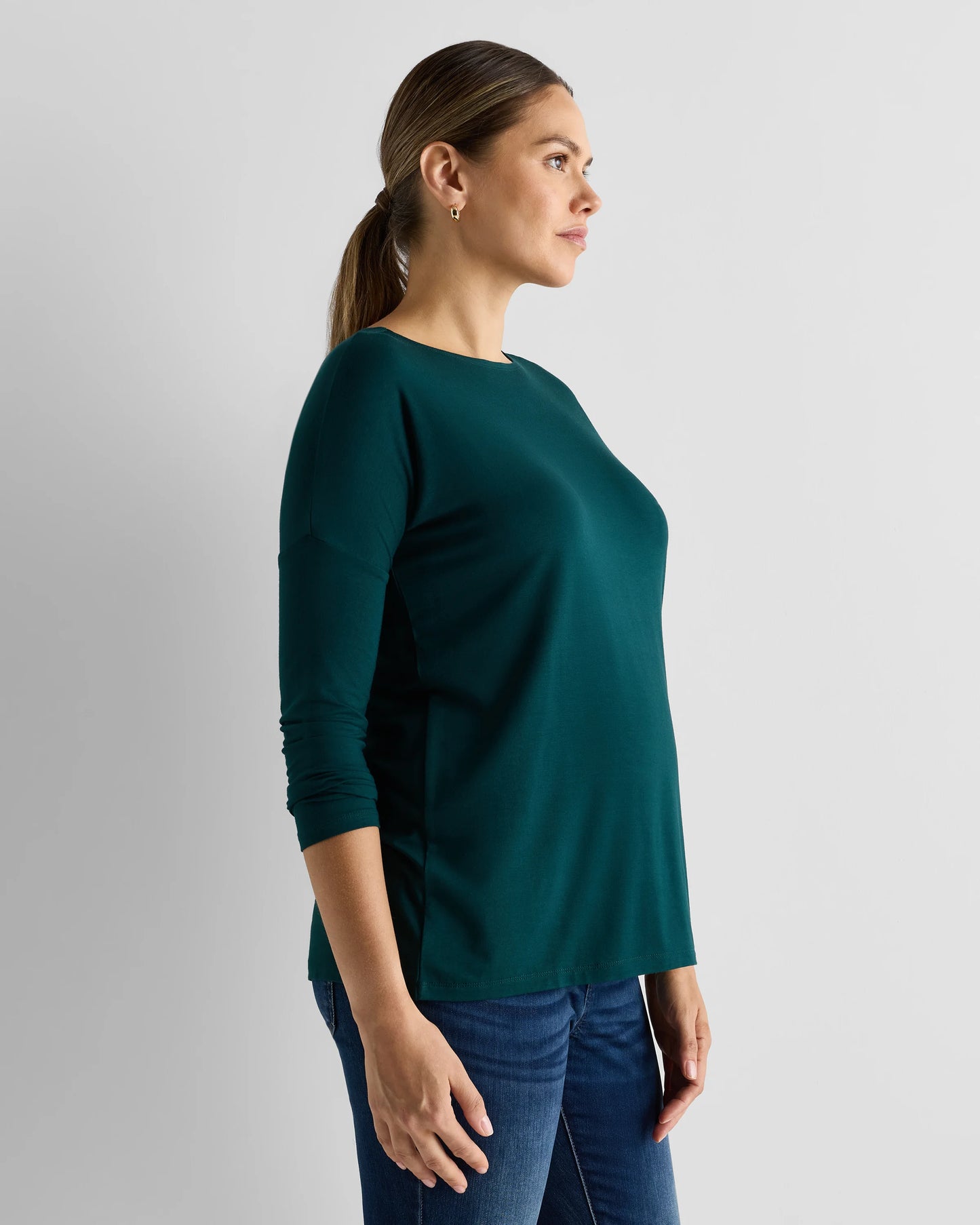 Bamboo Jersey Maternity Long Sleeve Tee (2-pack) - XS / Wine Tasting Red/Nocturnal Green