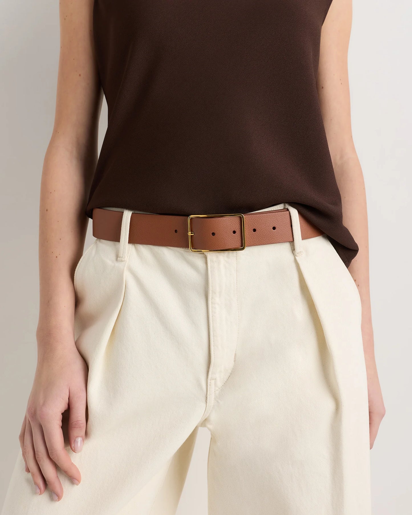 Siena Rectangle European Leather Belt - XS / Black