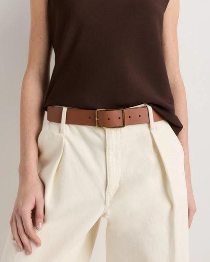 Siena Rectangle European Leather Belt - XS / Black