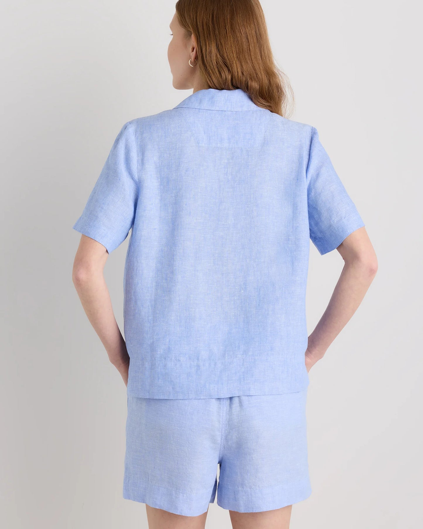 100% European Linen Short Sleeve Shirt - XS / Moonstone Blue