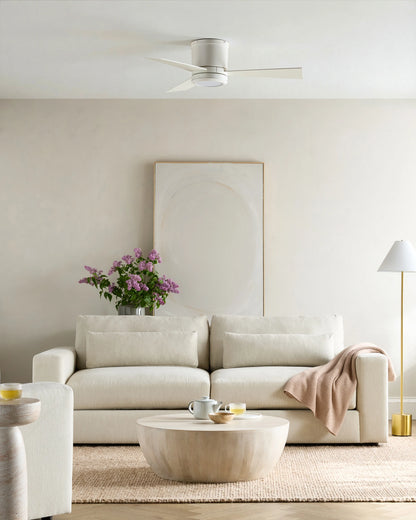 Simple Metal Hugger LED Ceiling Fan - 42" / White