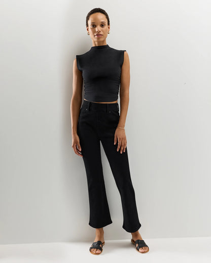 Nina Stretch Pull-On Kick Flare Jeans - XS / Raven Black