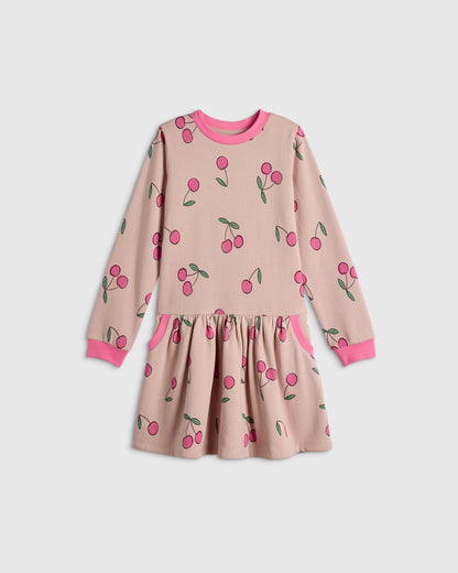 Cozy Fleece Sweatshirt Dress - 2T / Cherries