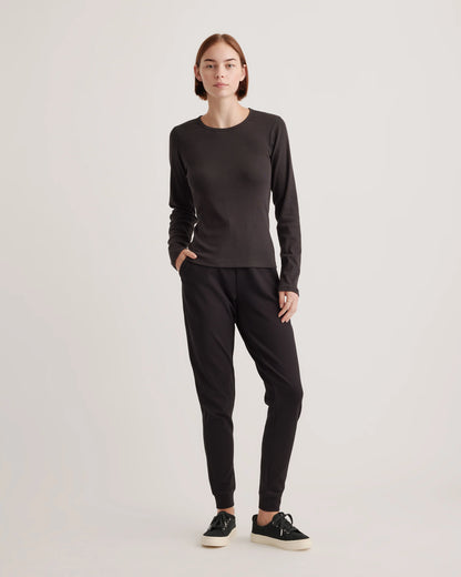 Organic Cotton Micro-Rib Long Sleeve Tee - XS / Moonstone Blue