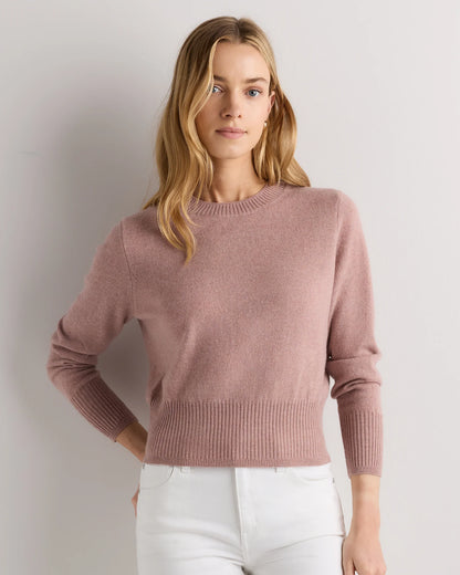 Mongolian Cashmere Shrunken Crewneck Sweater - XS / Ivory