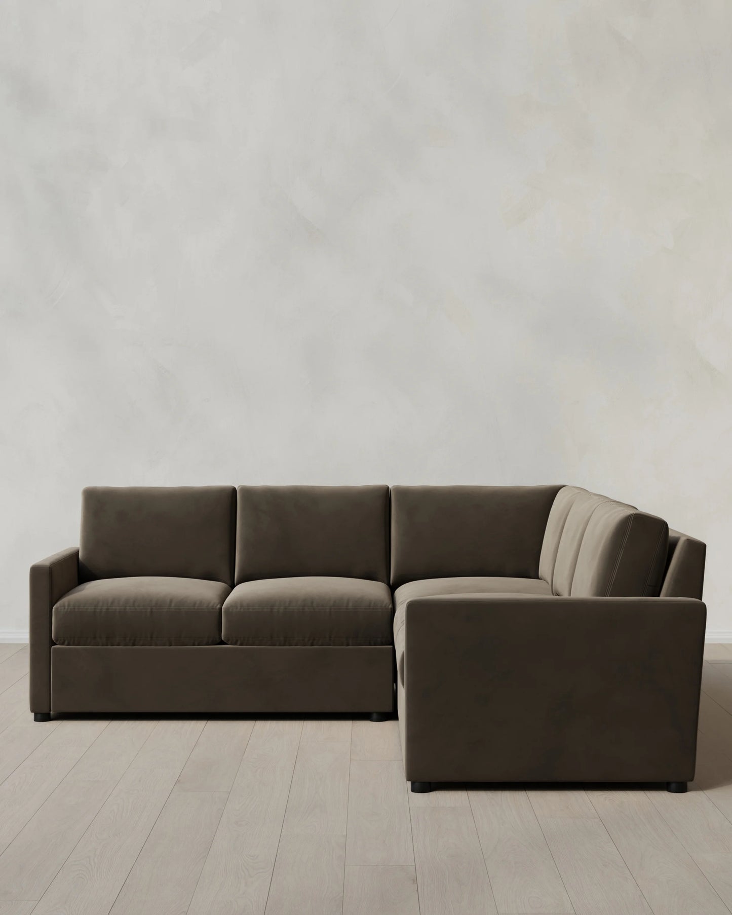 Brennan L Sectional in Performance Velvet - 99x99 / Taupe