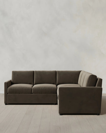 Brennan L Sectional in Performance Velvet - 99x99 / Taupe