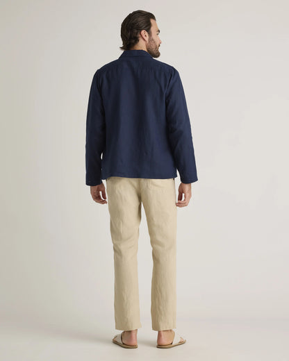100% European Linen Chore Jacket - S / Flax