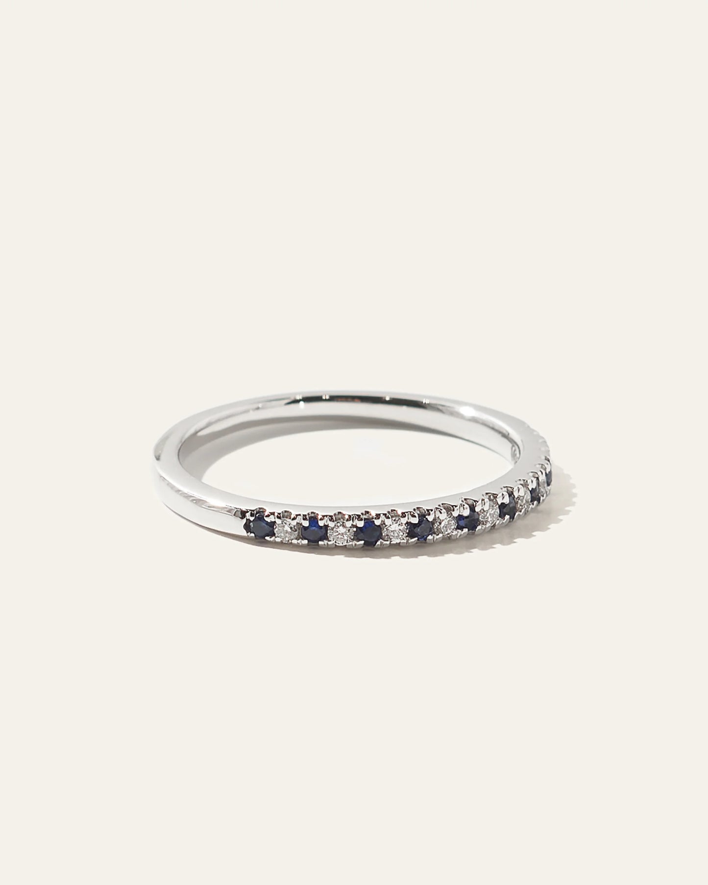 14K Gold Pave Diamond and Gemstone Band - 4 / White Gold