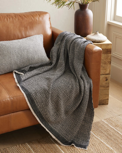 Lightweight Cashmere Wool Patterned Throw - 50x60 / Camel