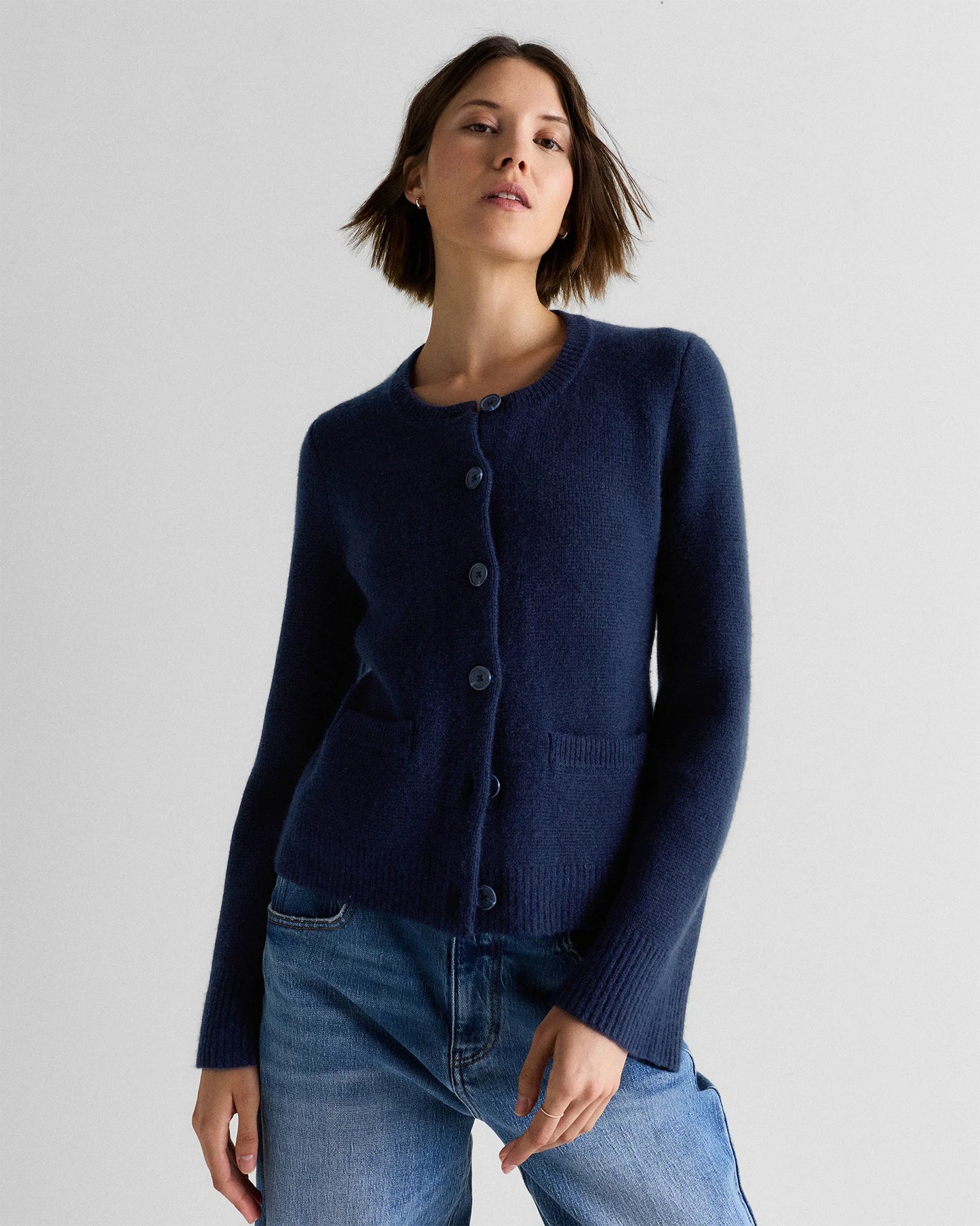 Mongolian Cashmere Structured Cardigan - XS / Oatmeal
