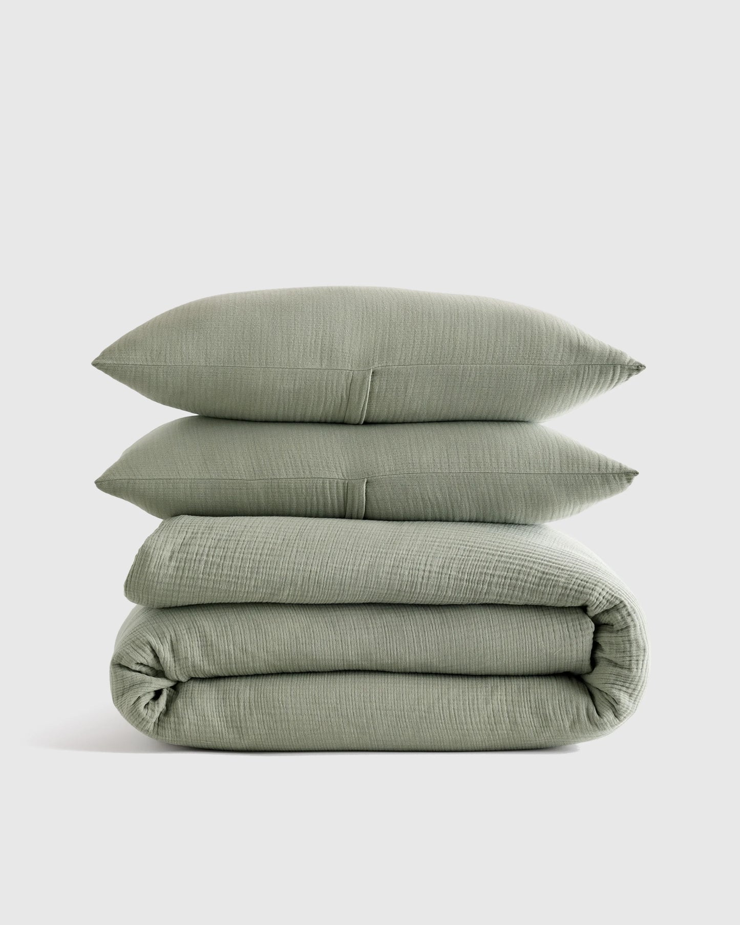 Organic Cotton Gauze Duvet Cover Set - Twin / Dried Sage