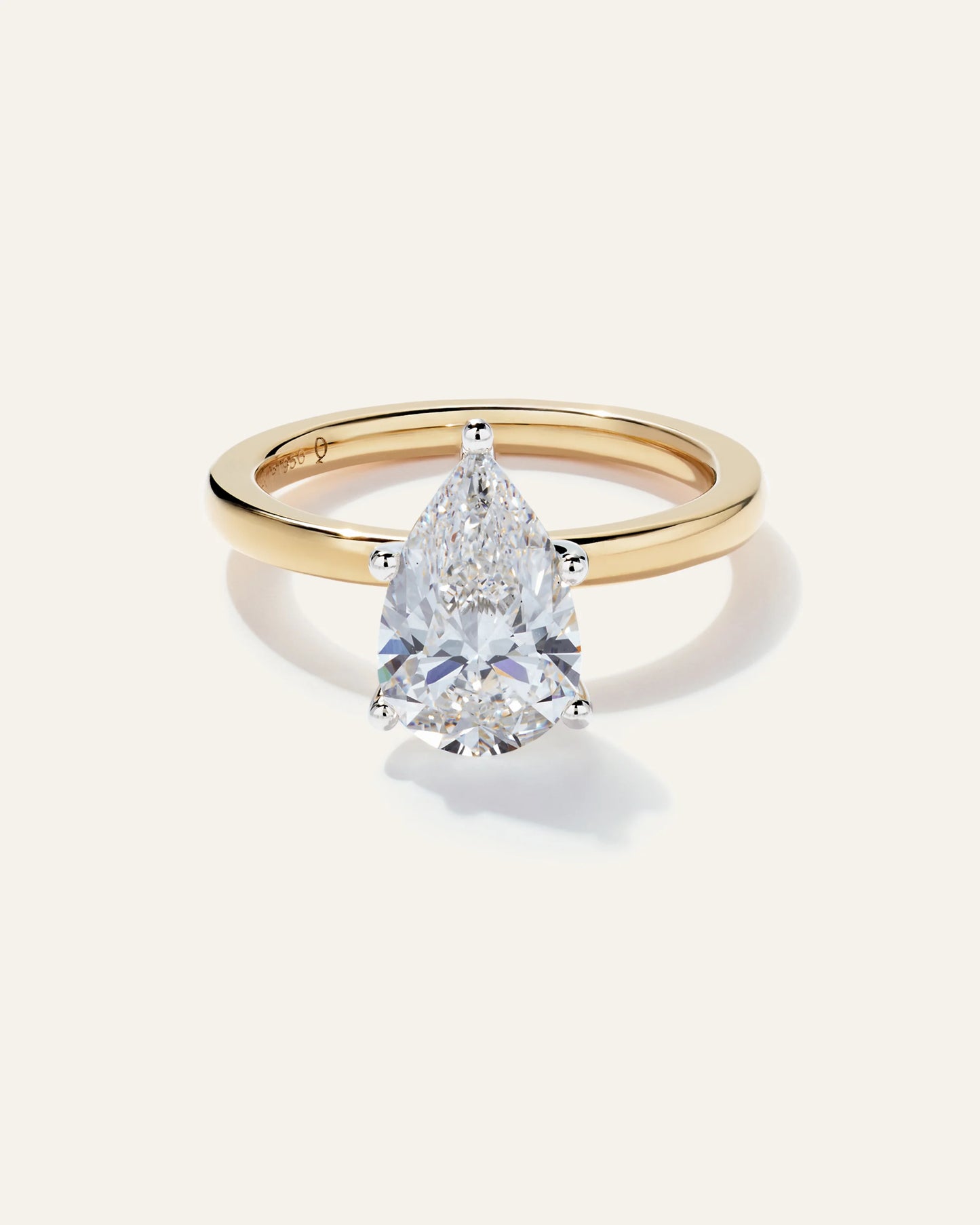 Lab Grown Diamond Pear Comfort Fit Engagement Ring - 2.5ct - 4 / Yellow Gold