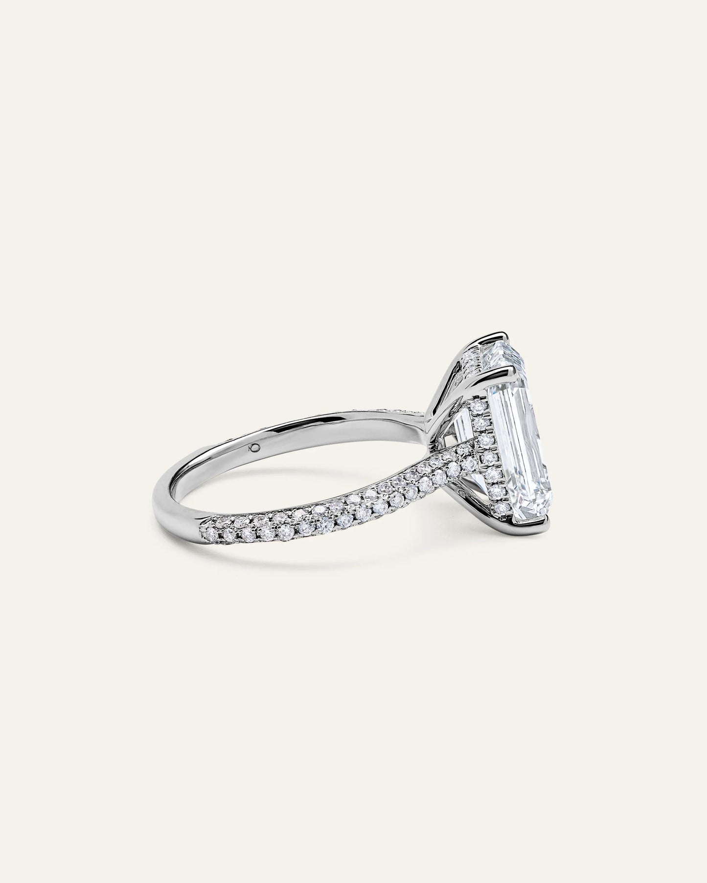 Lab Grown Diamond Emerald Pave Cathedral Engagement Ring - 5ct - 4 / Yellow Gold