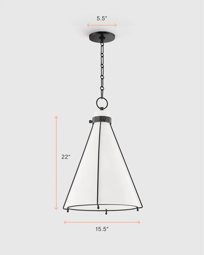 Iron and Opal Glass Conical Pendant Light - One Size / Brass