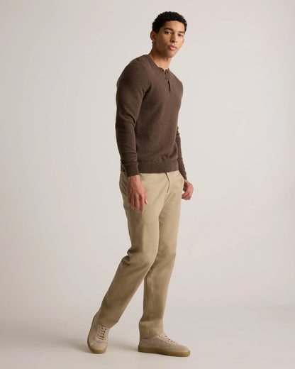 Mongolian Cashmere Henley Sweater - S / Brown
