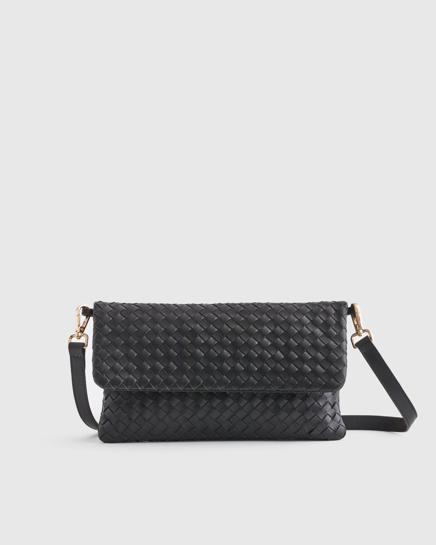 Italian Leather Handwoven Convertible Clutch - One Size / Cognac
