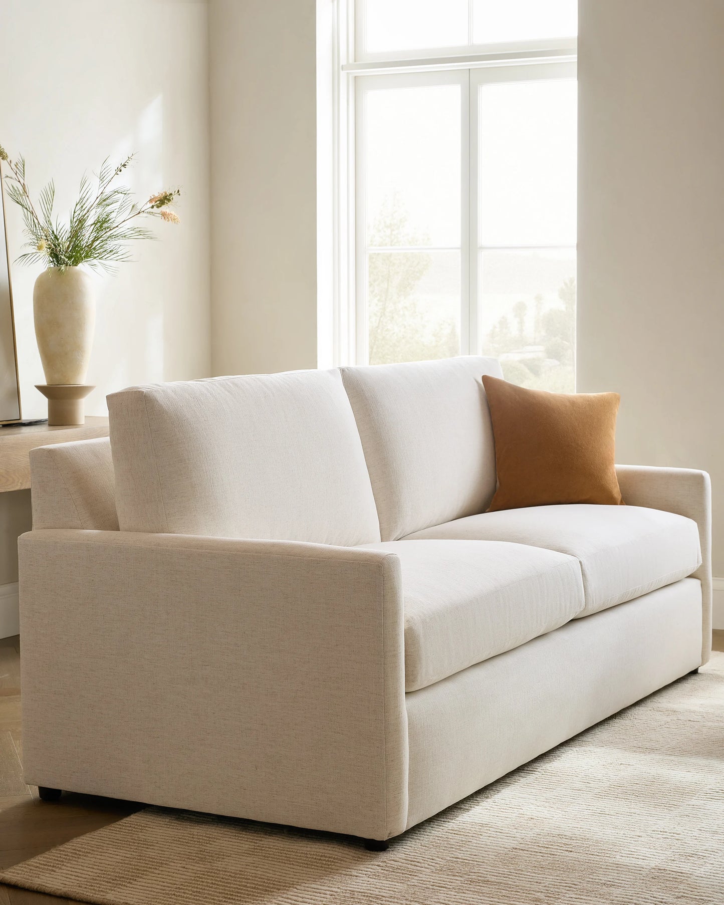 Brennan Sleeper Sofa in Performance Basketweave - Queen / Flax