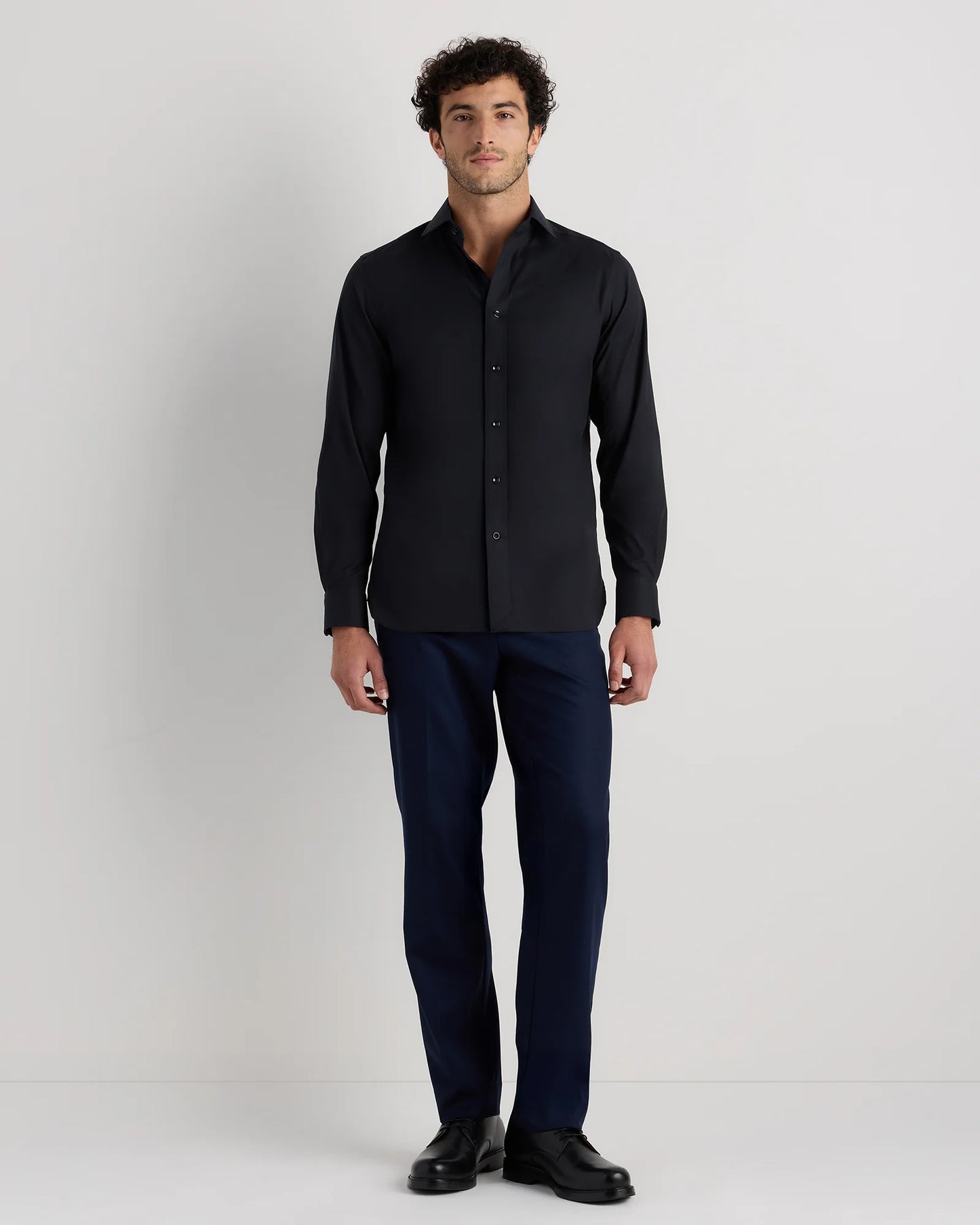 Organic Cotton Oxford Non-Iron Dress Shirt - S / Bold Black