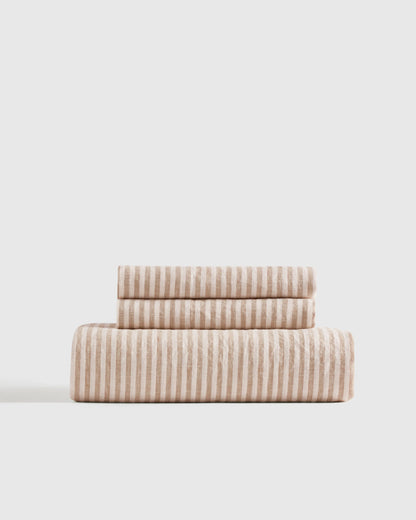 European Linen Fitted Sheet Set - Twin / Peach